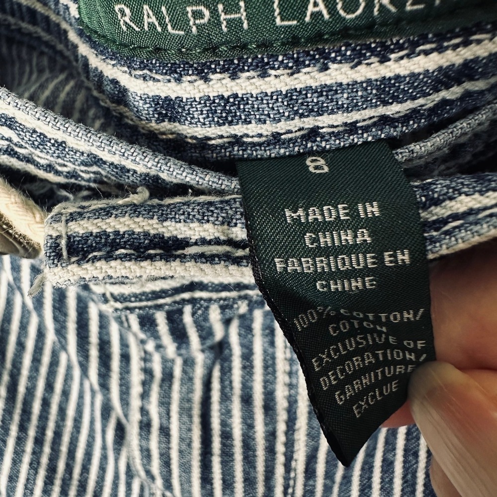 Lauren Ralph Lauren Hickory Stripe Denim Shorts Blue White Nautical Womens 8 - Picture 6 of 6